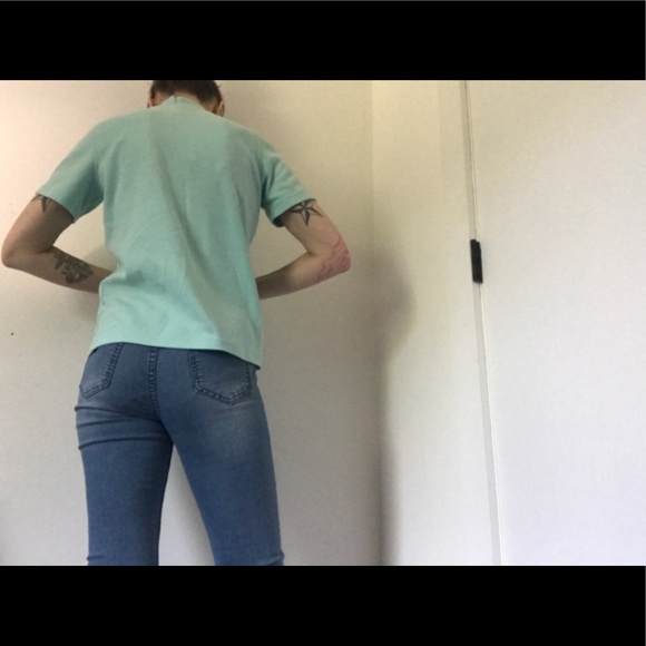 Blair Mock Neck Short Sleeve Blouse Sea foam - Picture 8 of 15